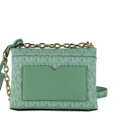 Bolso Crossbody con solapa convertible de PVC Cece Small Sea Green Signature