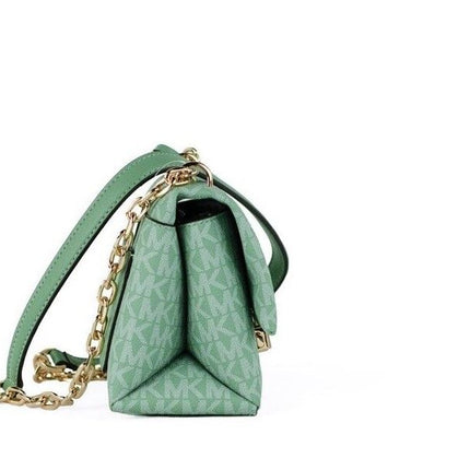 Bolso Crossbody con solapa convertible de PVC Cece Small Sea Green Signature