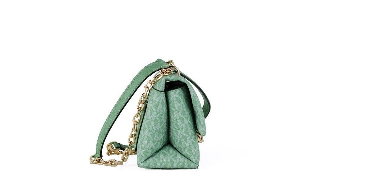 Bolso Crossbody con solapa convertible de PVC Cece Small Sea Green Signature