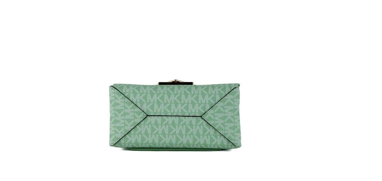 Bolso Crossbody con solapa convertible de PVC Cece Small Sea Green Signature