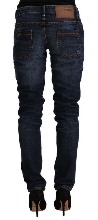 Chic slim fit blu lavato denim