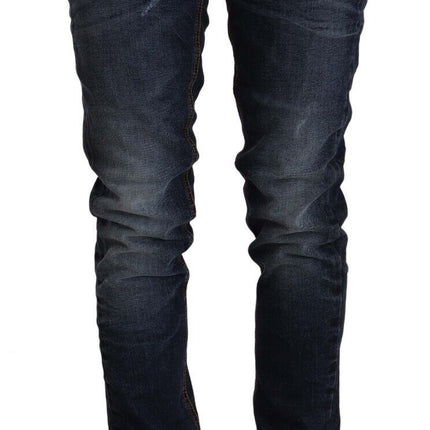 Chic slim fit blu lavato denim