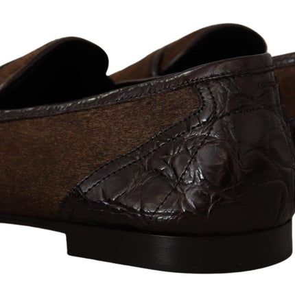 Elegante bruine caiman lederen loafers