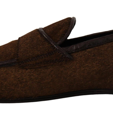 Elegante bruine caiman lederen loafers