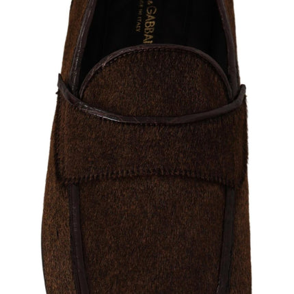 Elegante bruine caiman lederen loafers