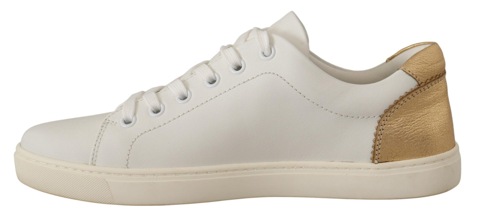 Eleganti sneaker in pelle bianca con accenti d'oro