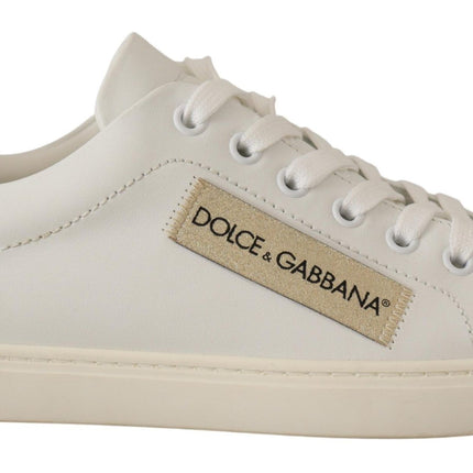 Eleganti sneaker in pelle bianca con accenti d'oro