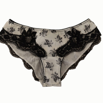 Eleganti brief di seta in pizzo bianco