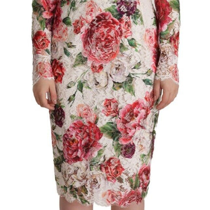 Elegant Sheath Lace Floral Midi Dress