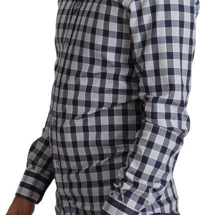 Elegant Blue & White Geroold Slim Fit overhemd