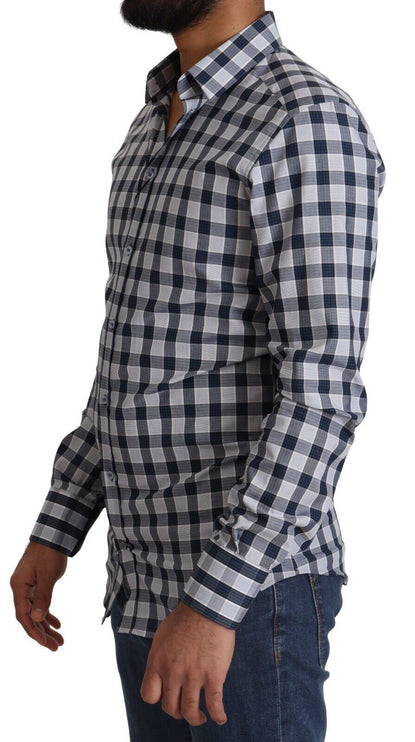 Elegant Blue & White Geroold Slim Fit overhemd