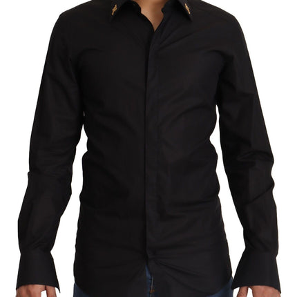 Elegant Slim Fit zwart katoenen overhemd shirt