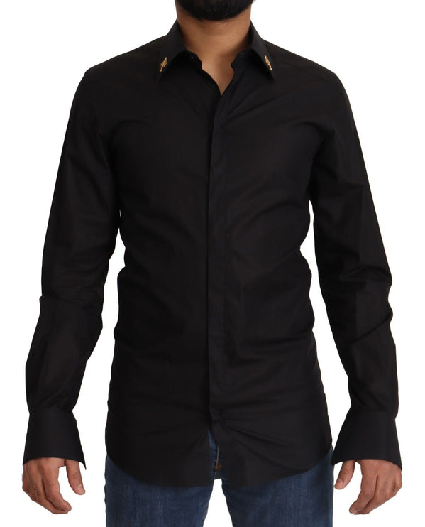 Elegant Slim Fit zwart katoenen overhemd shirt