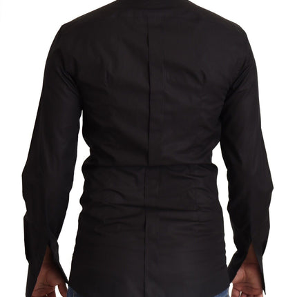 Elegant Slim Fit zwart katoenen overhemd shirt