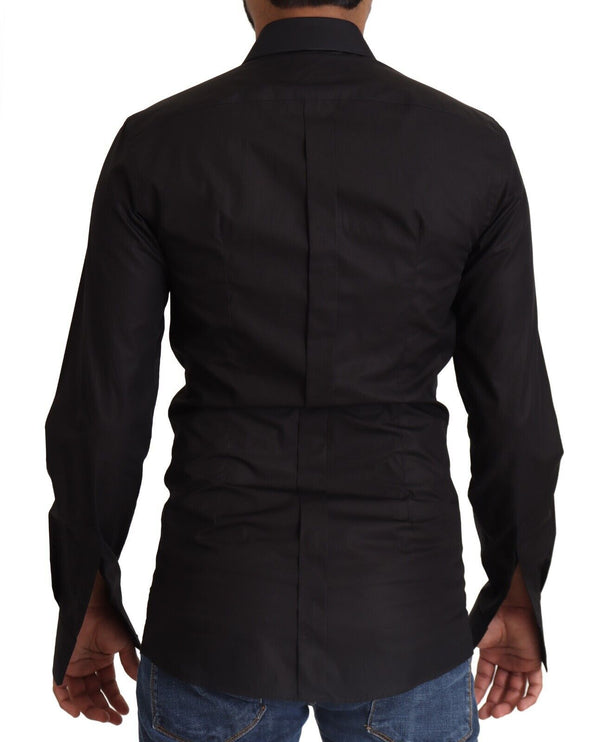 Elegant Slim Fit zwart katoenen overhemd shirt