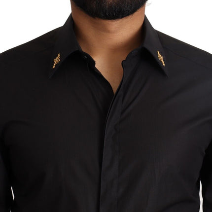 Elegant Slim Fit zwart katoenen overhemd shirt