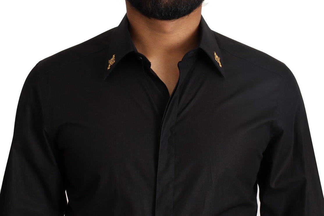 Elegant Slim Fit zwart katoenen overhemd shirt