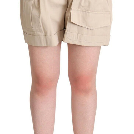 Hoog getailleerde beige vrachtshort