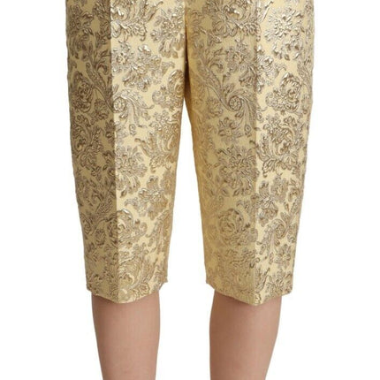 Elegante beige pantalones cortados de cintura alta