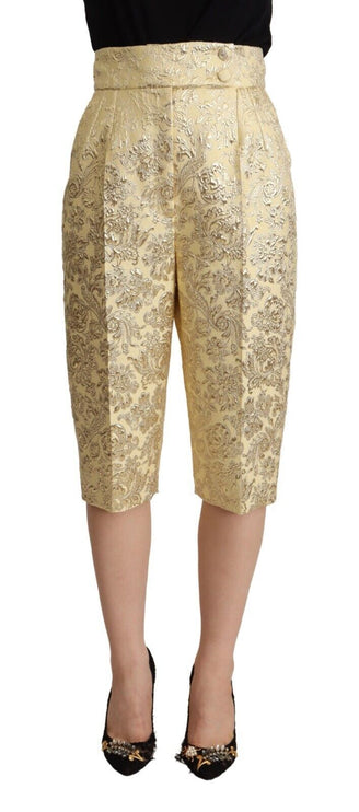 Elegante beige pantalones cortados de cintura alta