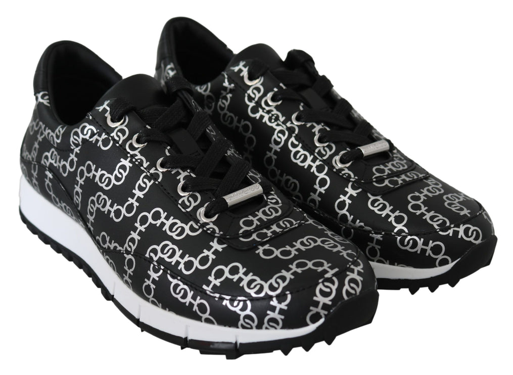 Eleganti sneaker in pelle nera e argento