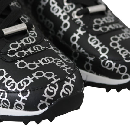 Eleganti sneaker in pelle nera e argento