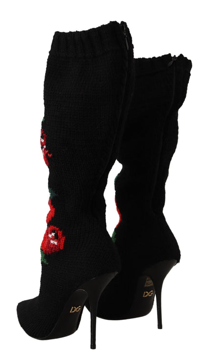 Bottes de chaussettes élégantes avec détail des roses rouges