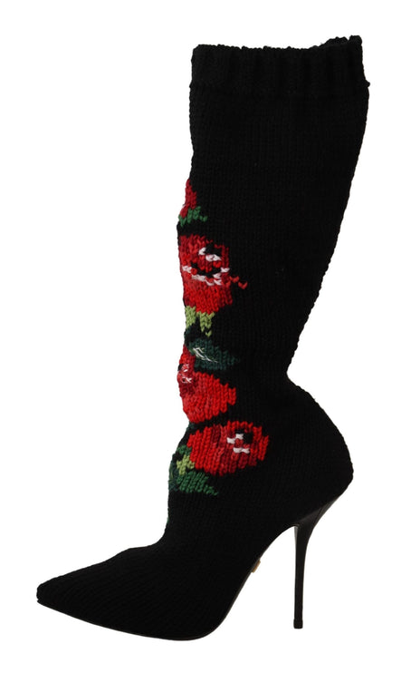 Bottes de chaussettes élégantes avec détail des roses rouges