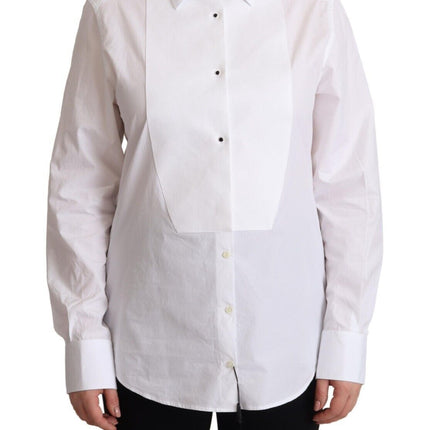 Elegante camisa de vestir de poplina blanca