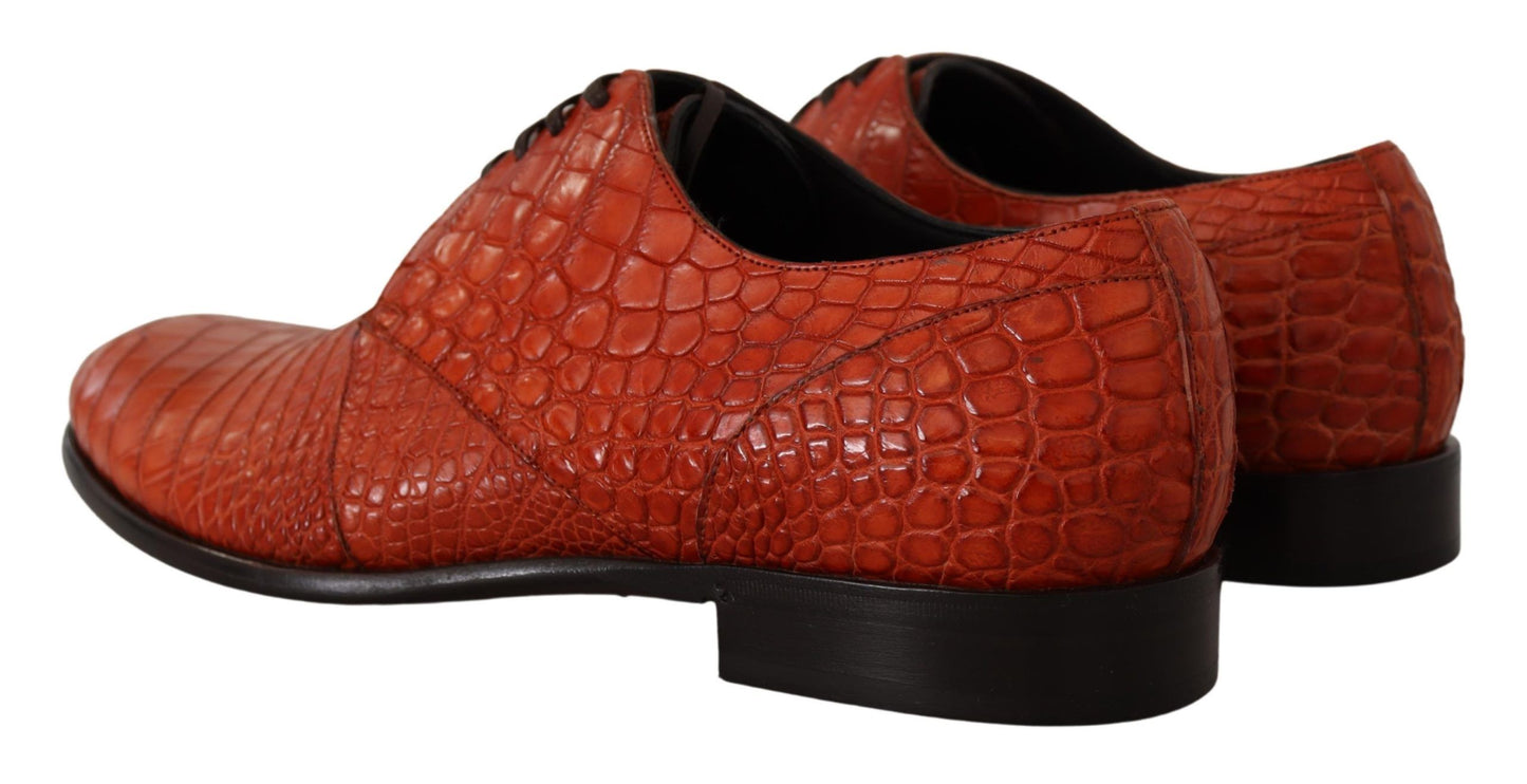 Exotic Orange Croc Leather Laceup Dress Shoes