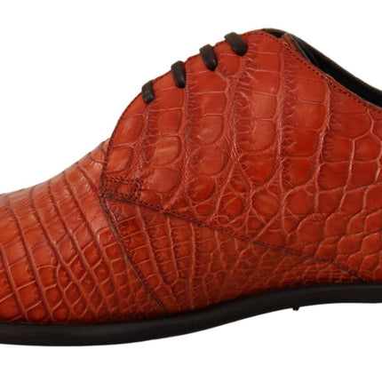 Exotic Orange Croc Leather Laceup Dress Shoes