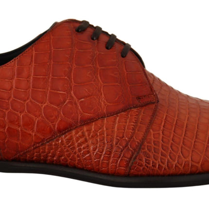 Exotic Orange Croc Leather Laceup Dress Shoes