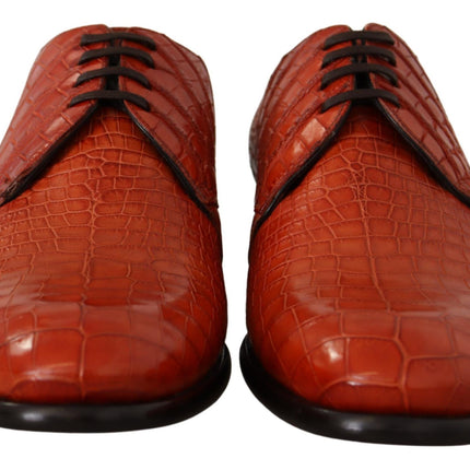 Exotic Orange Croc Leather Laceup Dress Shoes