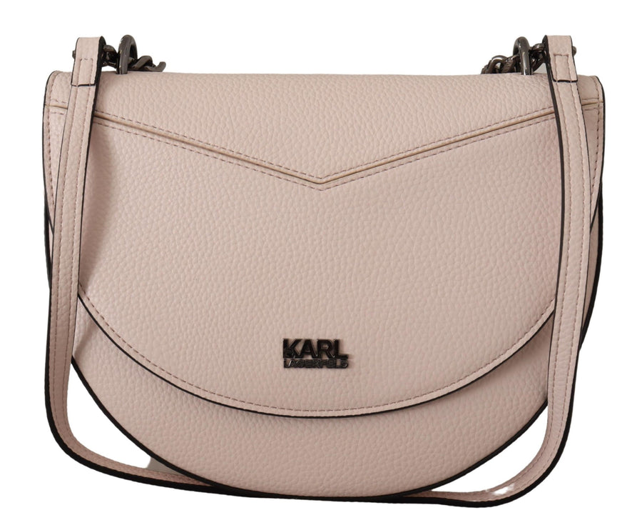 Elegante bolso de piel rosa claro malva