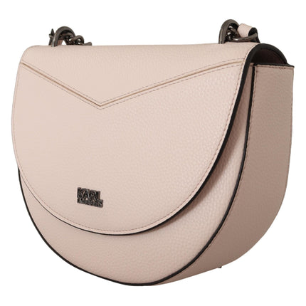 Elegante bolso de piel rosa claro malva