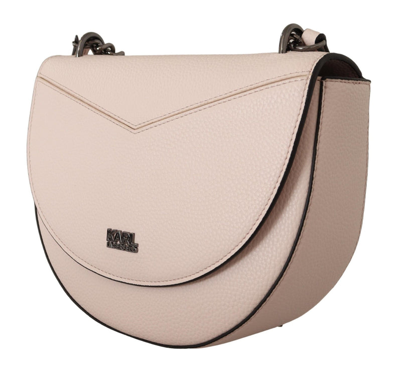 Elegante bolso de piel rosa claro malva