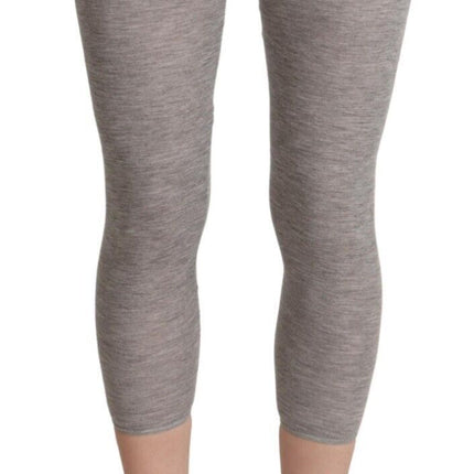 Leggings recortados de ajuste delgado gris elegante