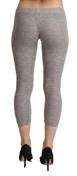 Leggings recortados de ajuste delgado gris elegante