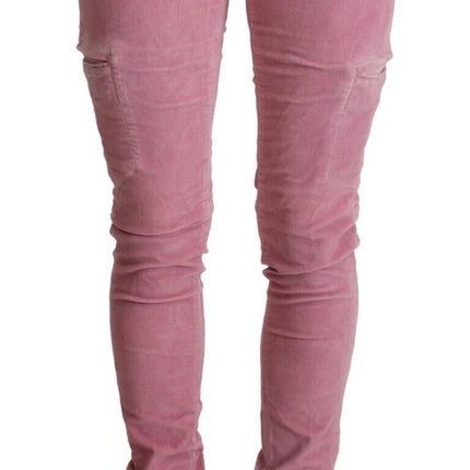 Jeans magri chic rosa a bassa vita