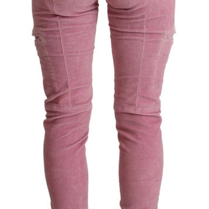 Jeans magri chic rosa a bassa vita