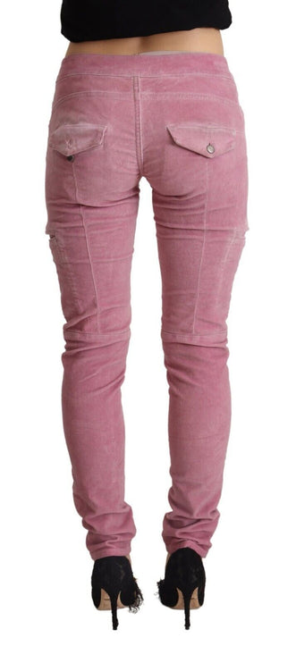 Jeans magri chic rosa a bassa vita