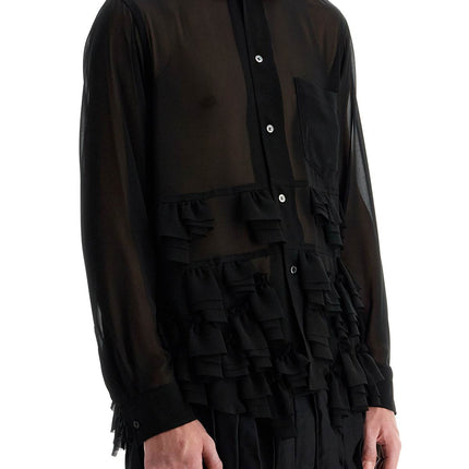 COMME DES GARCONS BLACK georgette blouse with ruffles