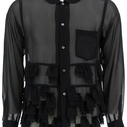 COMME DES GARCONS BLACK georgette blouse with ruffles