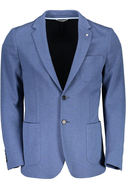 Elegant Cotton Blend Blue Veste