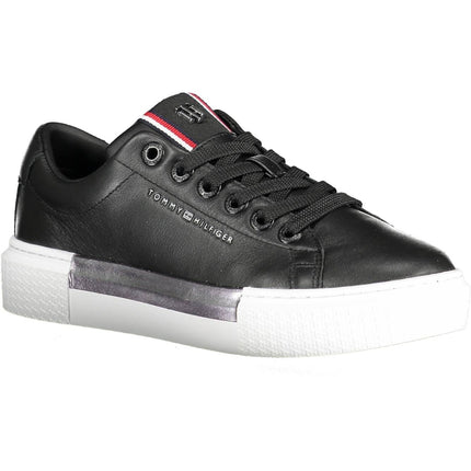 Black Leather Women Sneaker