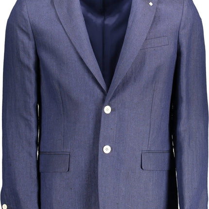 Veste classique en lin bleu élégant