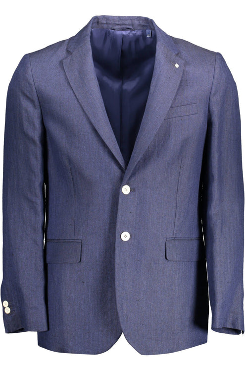 Veste classique en lin bleu élégant