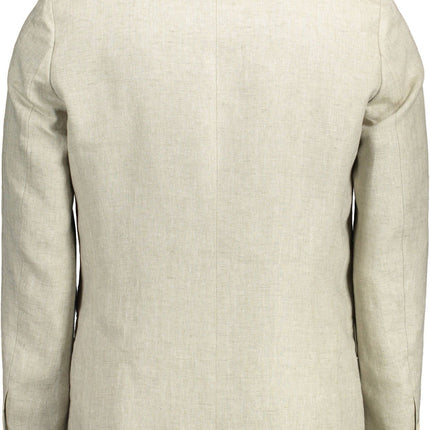 Veste classique en lin beige avec détaillant le logo