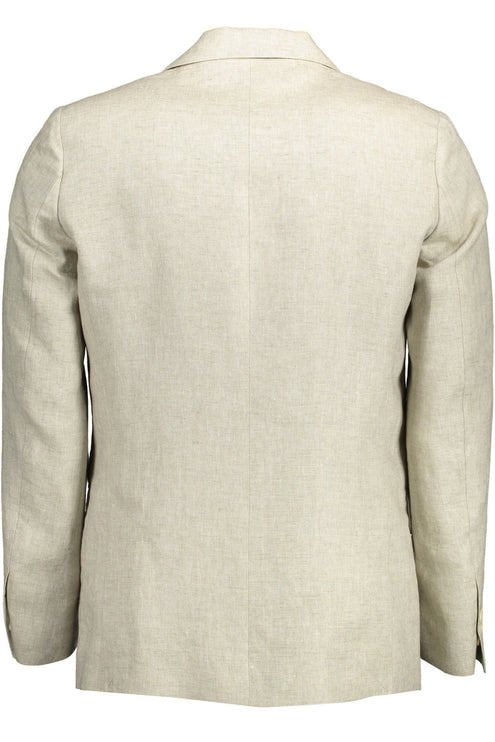 Veste classique en lin beige avec détaillant le logo