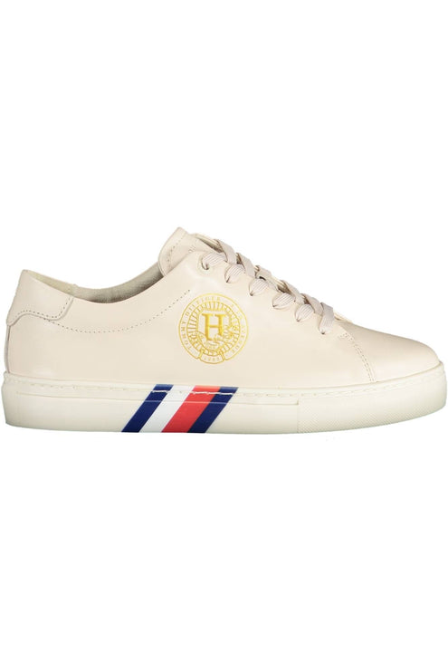 Beige Leather Women Sneaker